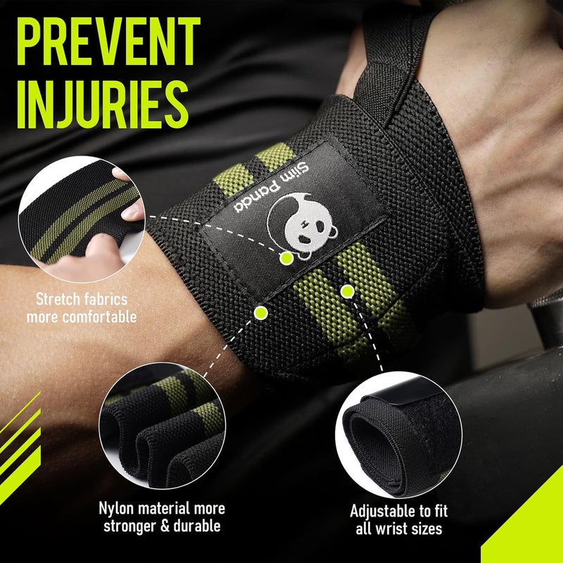 Slim Panda 1Pair Wrist Wraps Supports for Powerlifting, Bodybuilding & Weight Lifting, Breathable Adjustable Straps with Reinforced Thumb Loops, Workout Wrist Guards for Deadlifts, Bench Press & Squats, One Size Fits All Men & Women - Image 3
